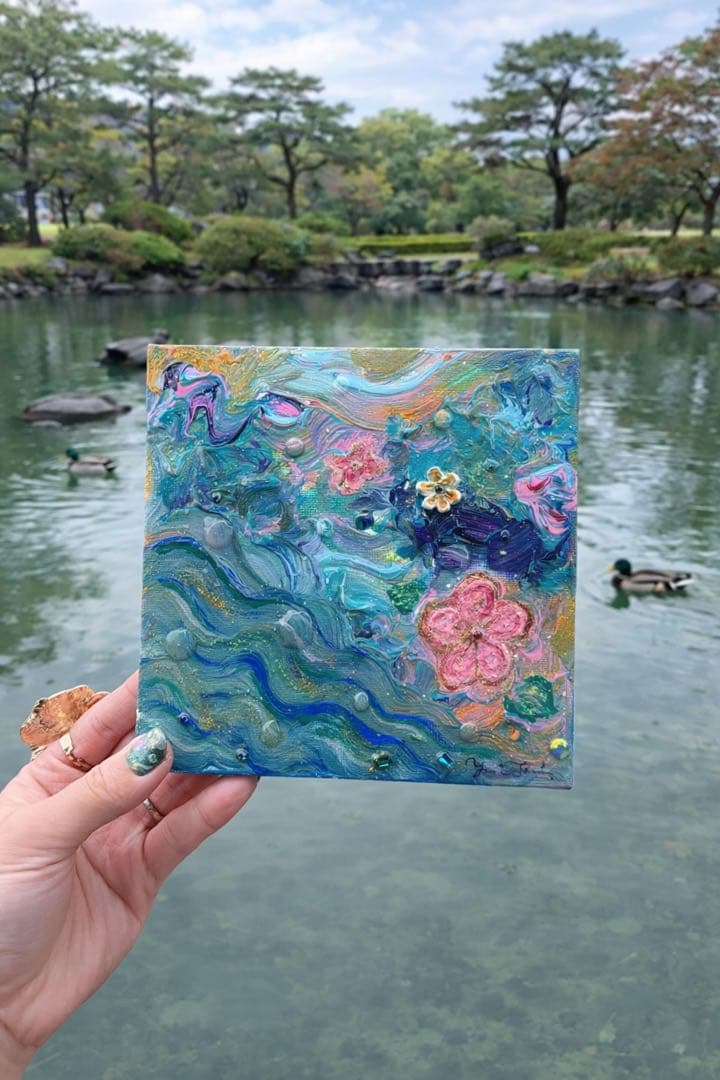 しずくの庭 #001｜アクリル原画 15×15cm 一点物