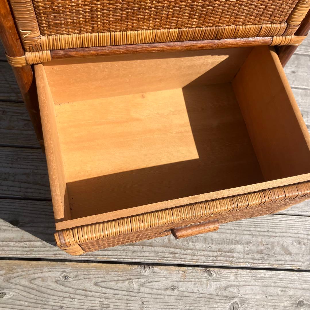 昭和レトロ ラタンチェスト 3段 引き出し箪笥 古家具 ビンテージヴィンテージ