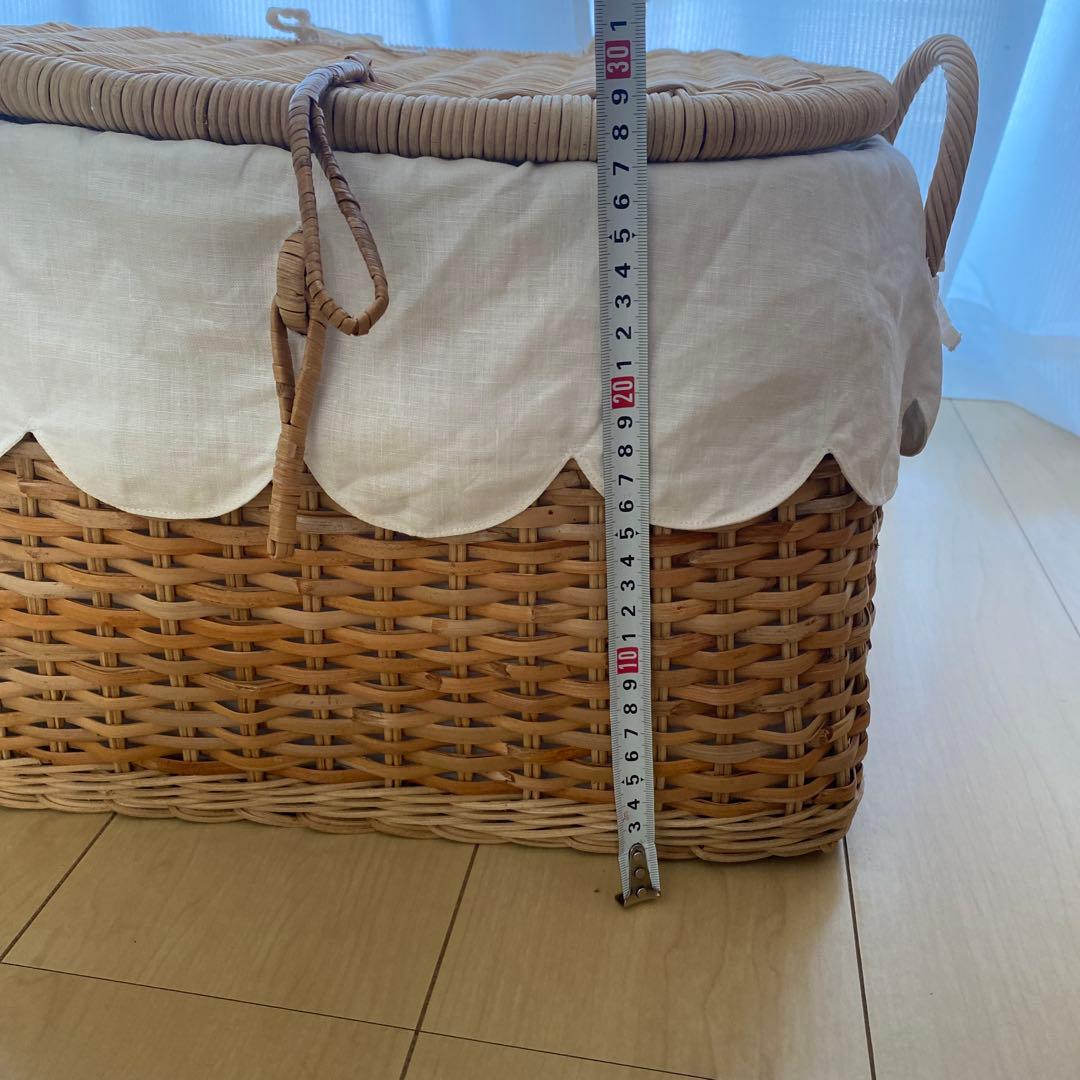 ラタン　バスケット　収納　セット　リネン　麻　スカラップ　伊藤まさこ