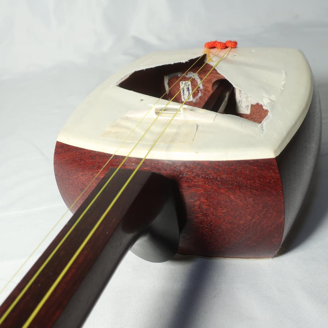 三味線 中棹 黒檀糸巻き 東さわり 撥 ハードケース付 民謡 地唄 管理No.9