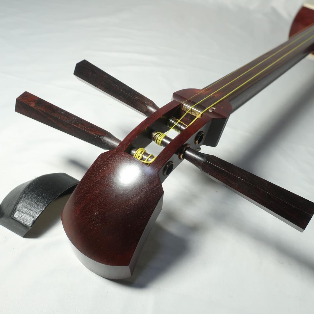 三味線 中棹 黒檀糸巻き 東さわり 撥 ハードケース付 民謡 地唄 管理No.9