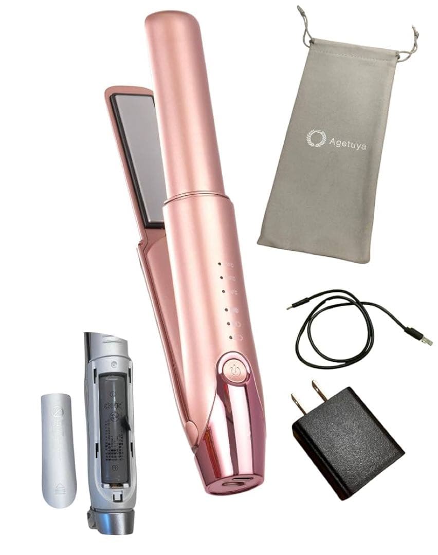 【新品未使用】アゲツヤ コードレスミニヘアアイロン3 AG-0008 ピンク