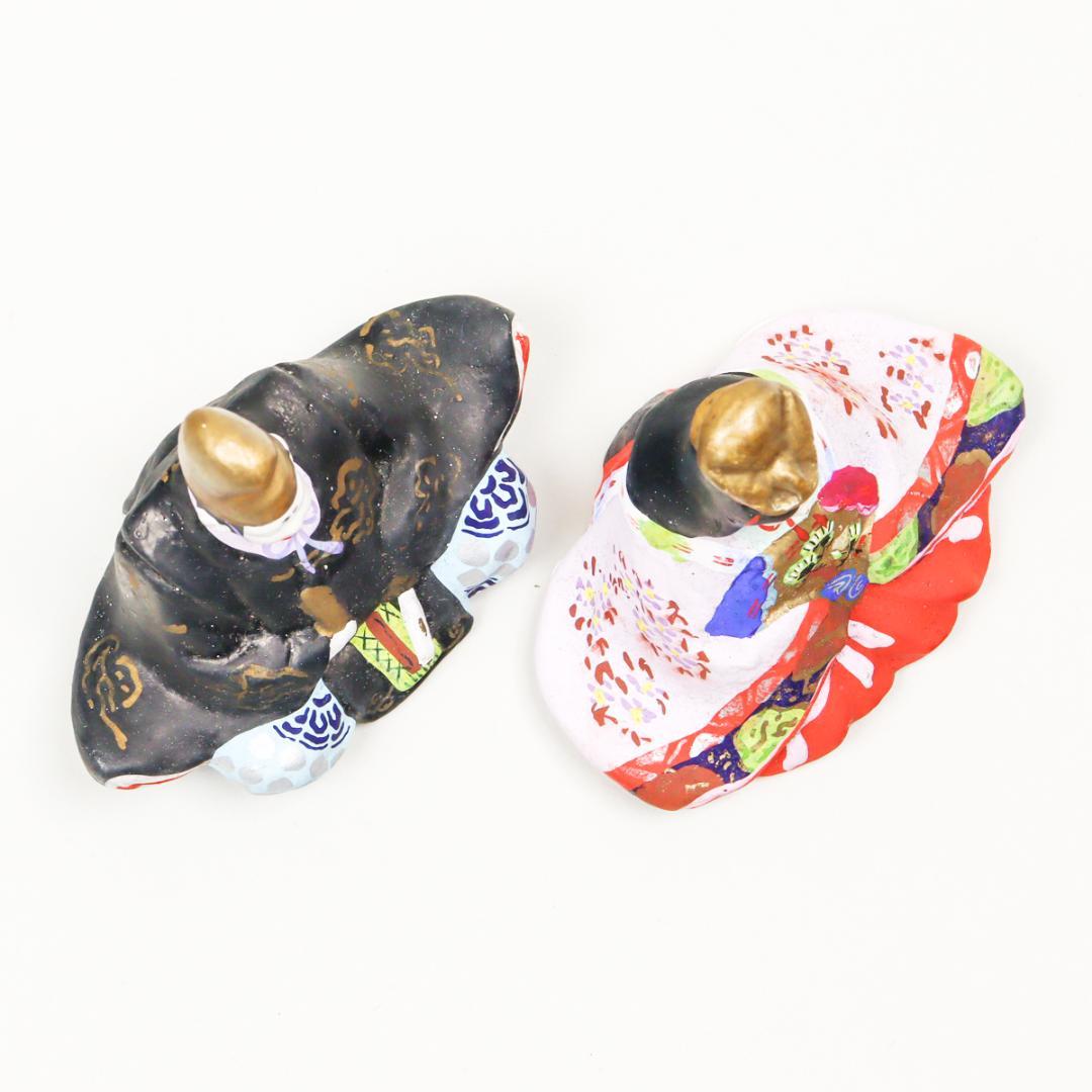 御所雛 陶製 置物 共箱