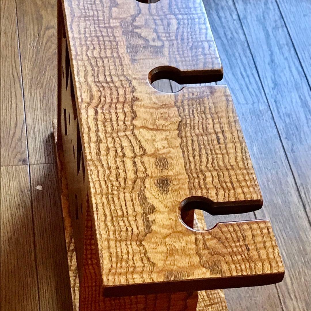 ワイングラスホルダー　猫　キハダ縮み杢　拭き漆　ワイングラス4個用