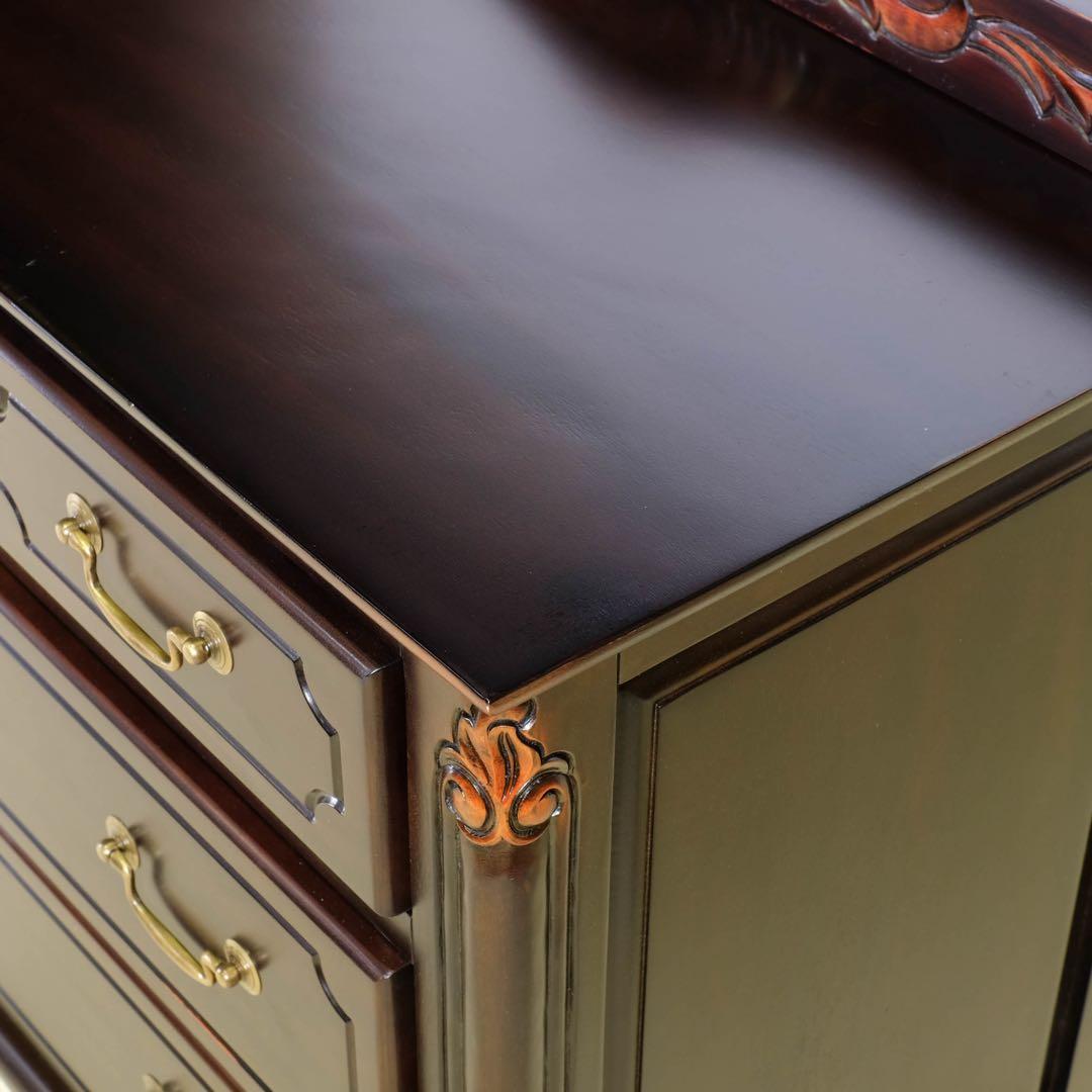 O 新品 アンティーク調 チェスト 75cm タンス 衣類収納 リビング 茶色