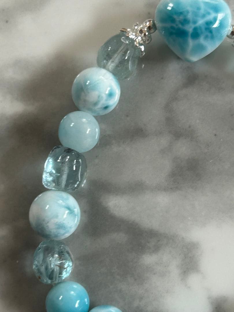 ラリマーとアクアマリンのブレスレット