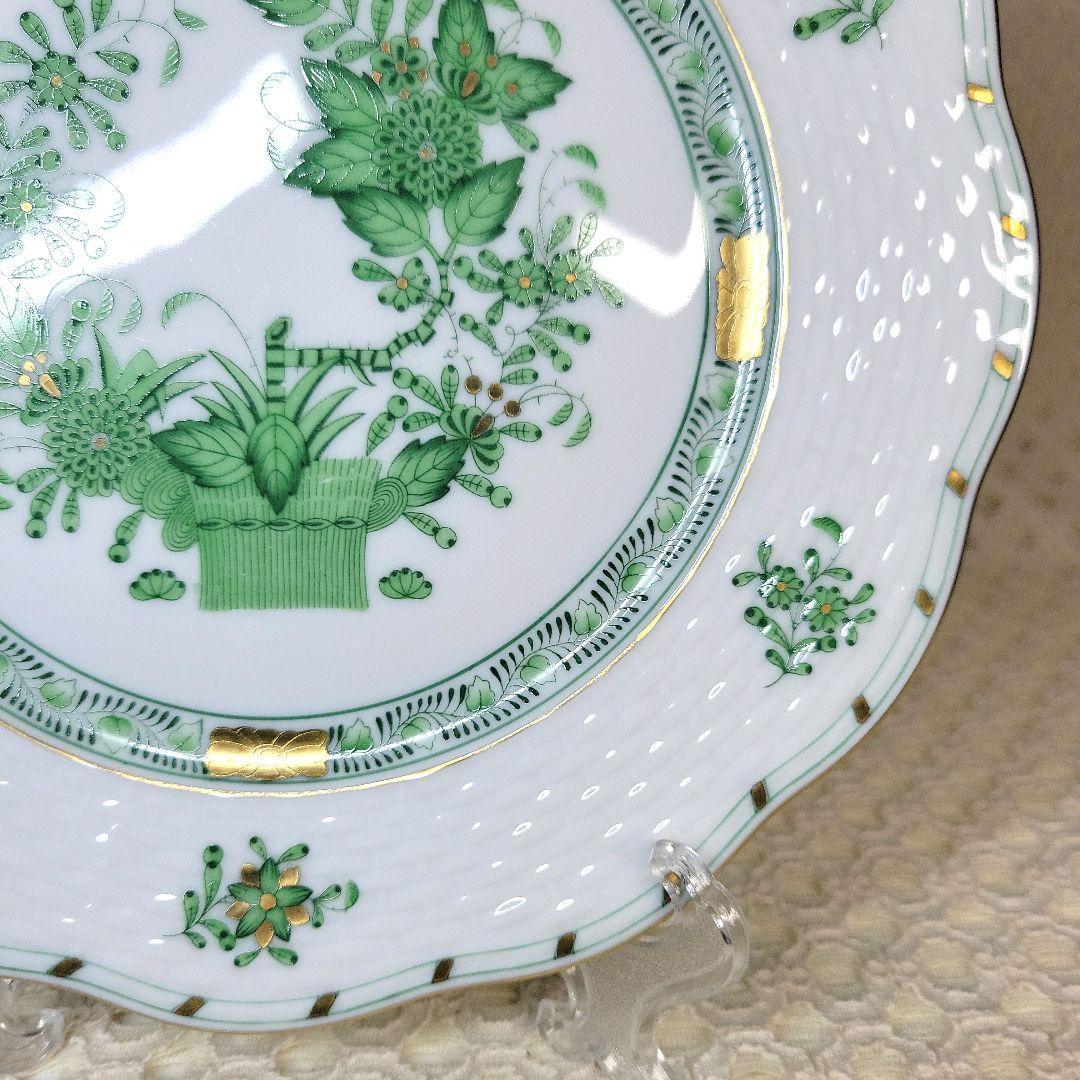 ヘレンド　インドの華　グリーン　１９センチ プレート　１枚　です。