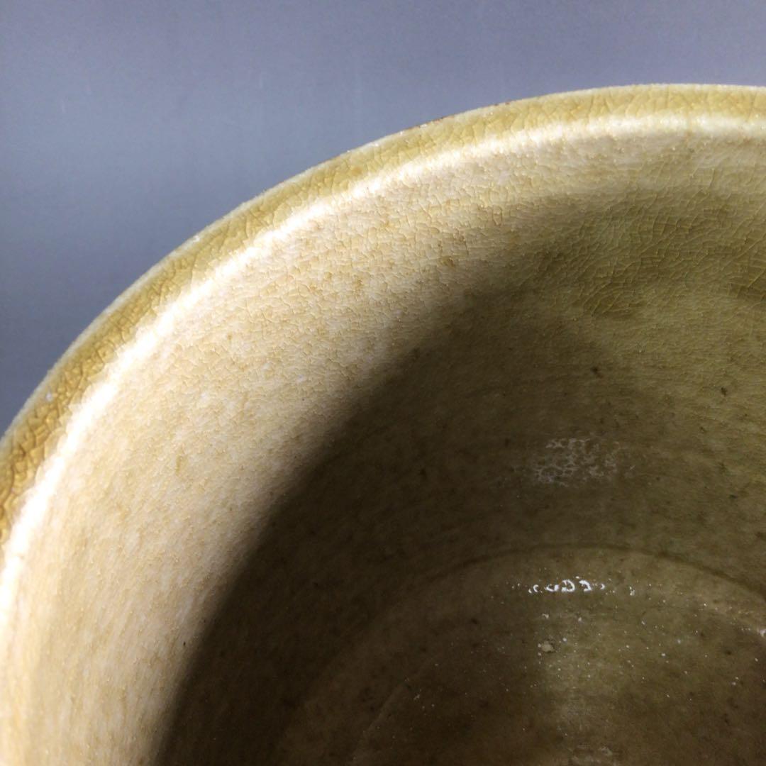 Ｐ９４９　水指　『西山窯　山口正文造』『黄瀬戸水指』　共箱　茶道具