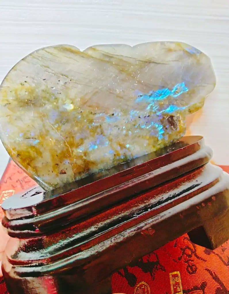 リ*ー様 鳳凰　彫刻　置物　天然石　ラブラドライト置物　ラブラドライト　台座付き