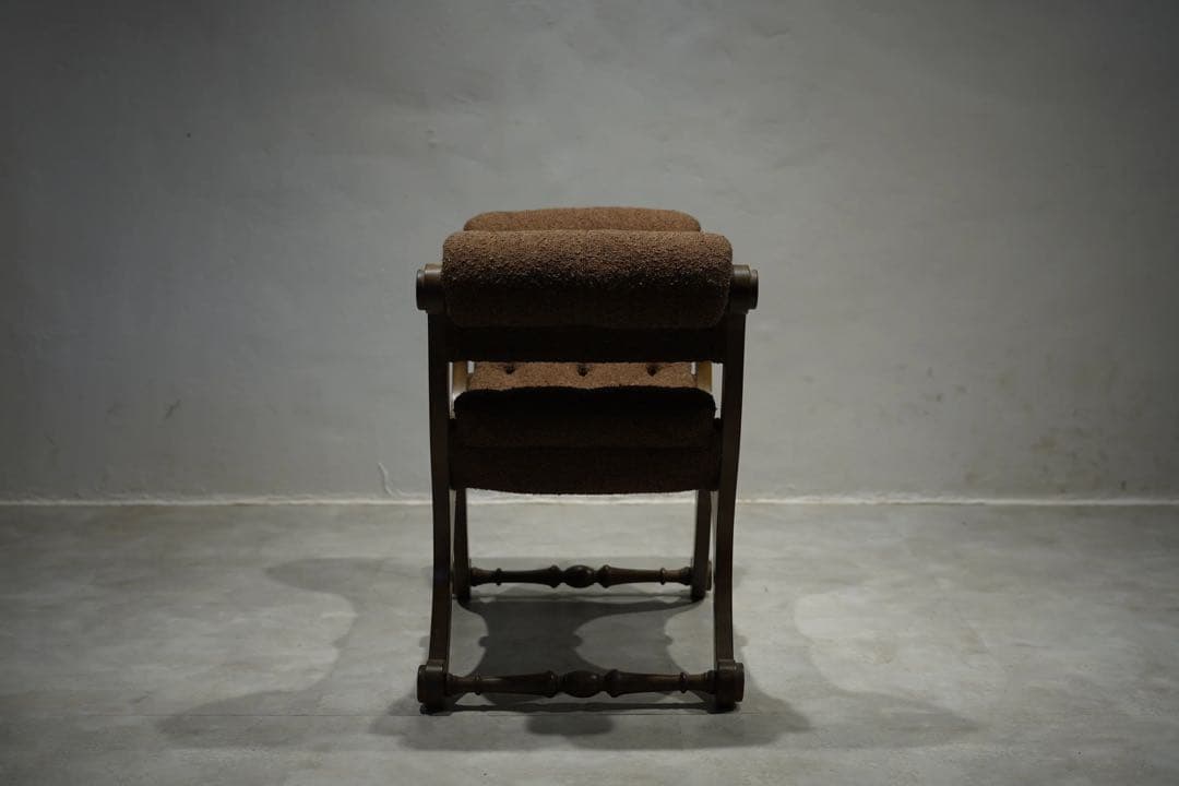 英国　オットマン　スリッパチェア　X frame chair アンティーク