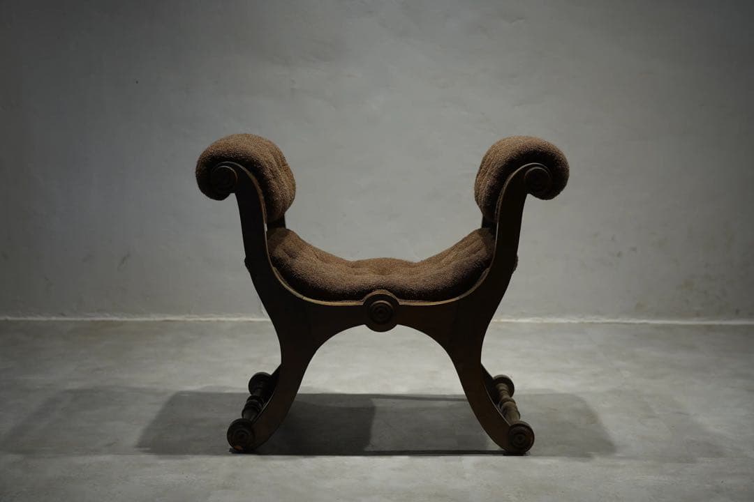 英国　オットマン　スリッパチェア　X frame chair アンティーク