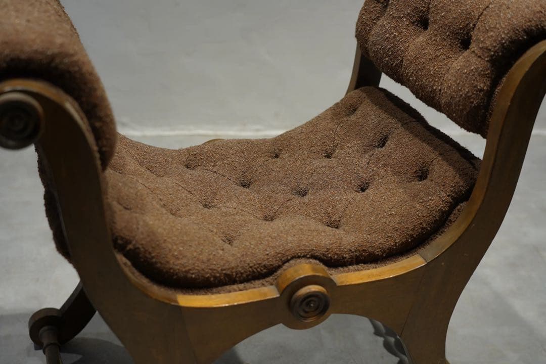 英国　オットマン　スリッパチェア　X frame chair アンティーク