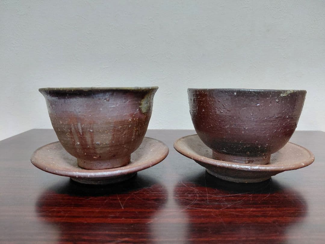 備前焼コラボ 煎茶碗2客 茶托付 水注 茶道具 煎茶道具
