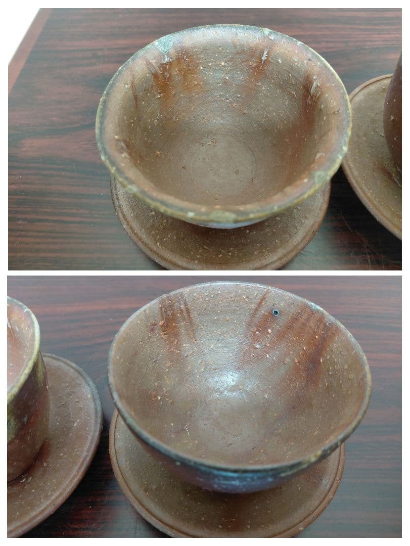 備前焼コラボ 煎茶碗2客 茶托付 水注 茶道具 煎茶道具