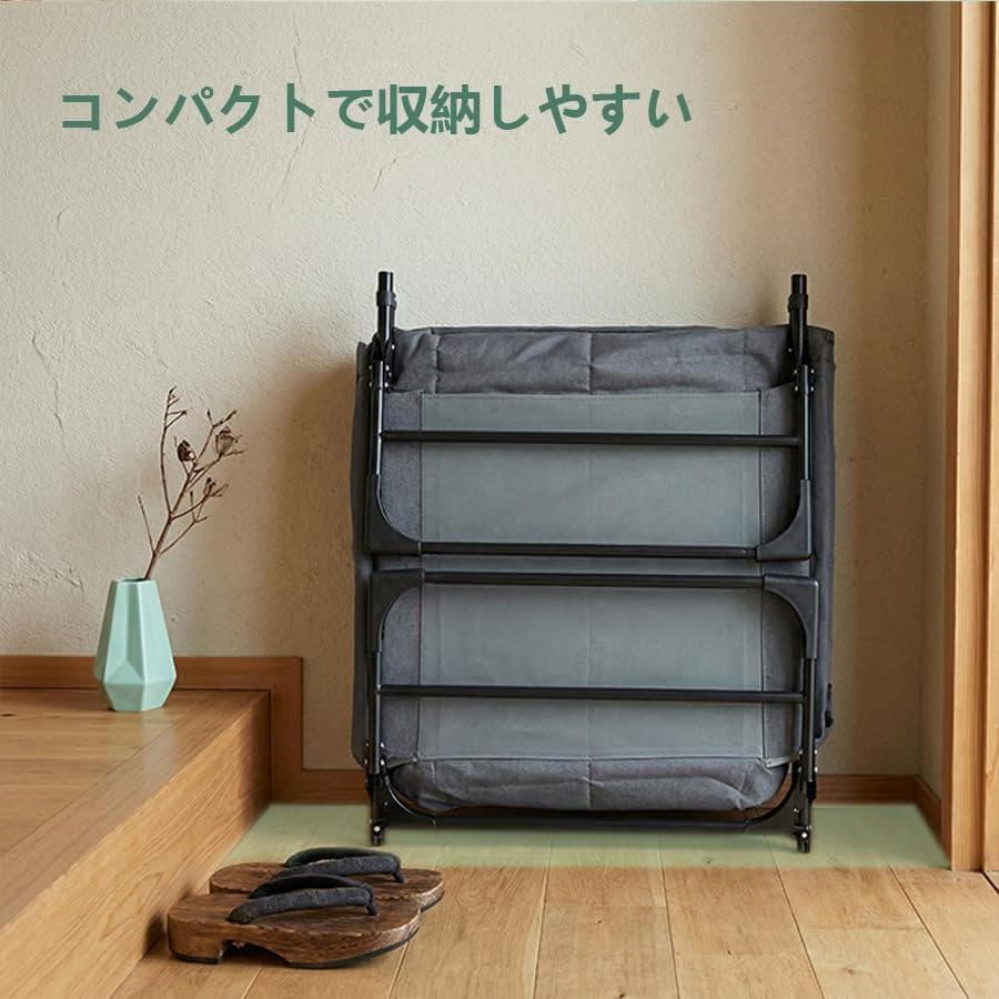 シングル折りたたみベッド 軽量簡易ベッド コンパクト収納 室内外兼用 組み立ma