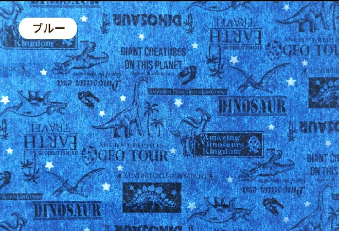 レッスンバック ④ シューズケース 入学入園セット 上履き入れ 英字 恐竜　青