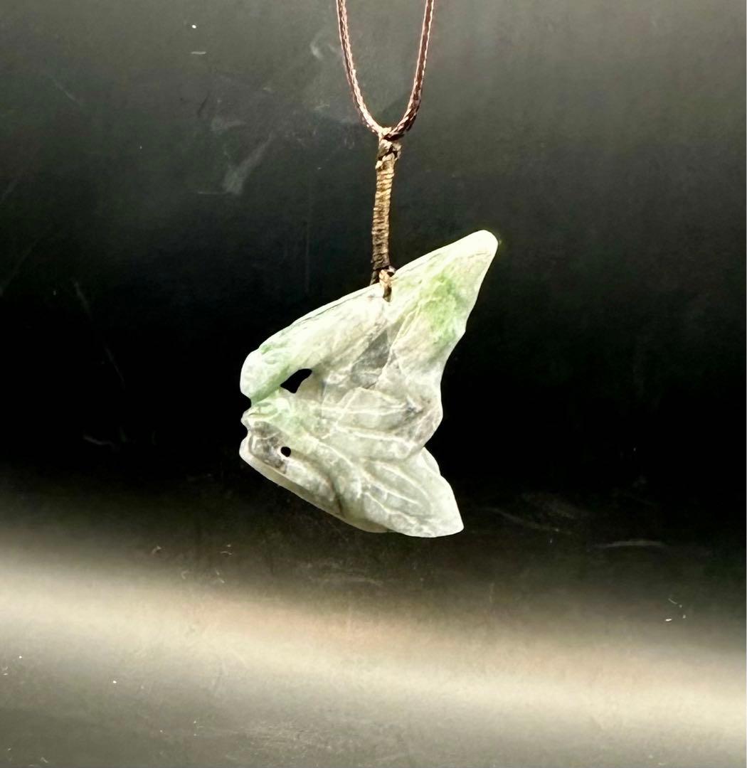 ハンドメイド 翡翠 ペンダント ネックレス 約5cm x 4cm