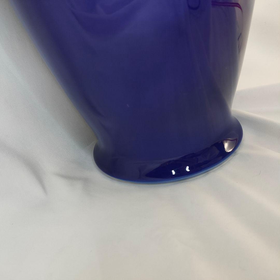 美品✨ 深川製磁 　ルリ牡丹 細長 14号花瓶　大花瓶　金彩瑠璃 38cm