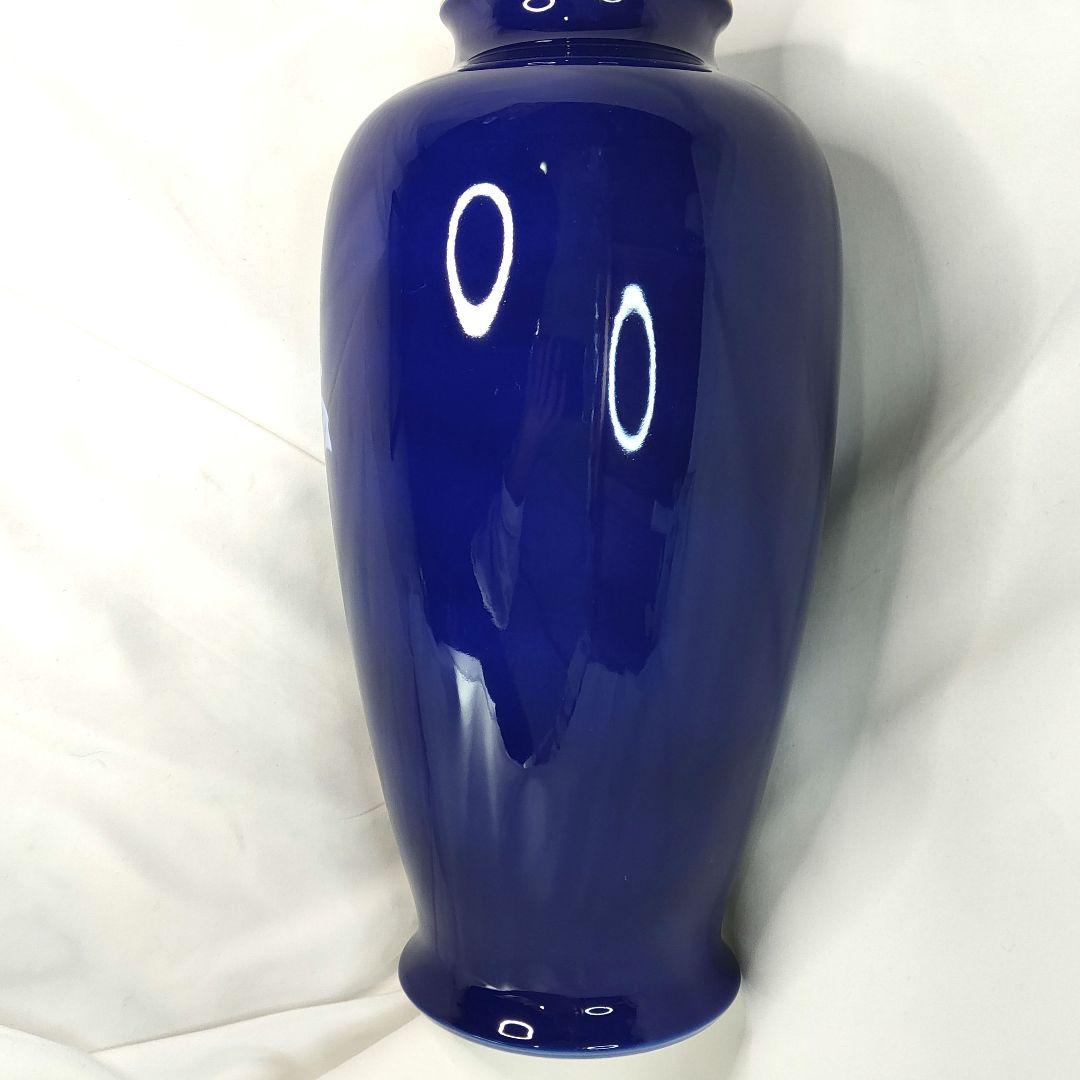 美品✨ 深川製磁 　ルリ牡丹 細長 14号花瓶　大花瓶　金彩瑠璃 38cm