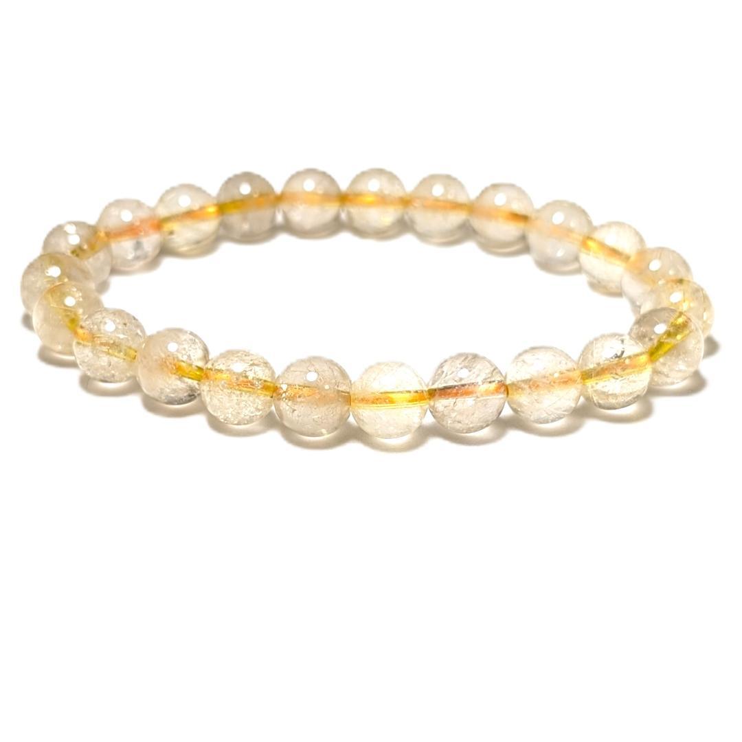 一点物 お試し価格 ゴールドルチルブレスレット 8ミリ 最強水晶天然石 金運石