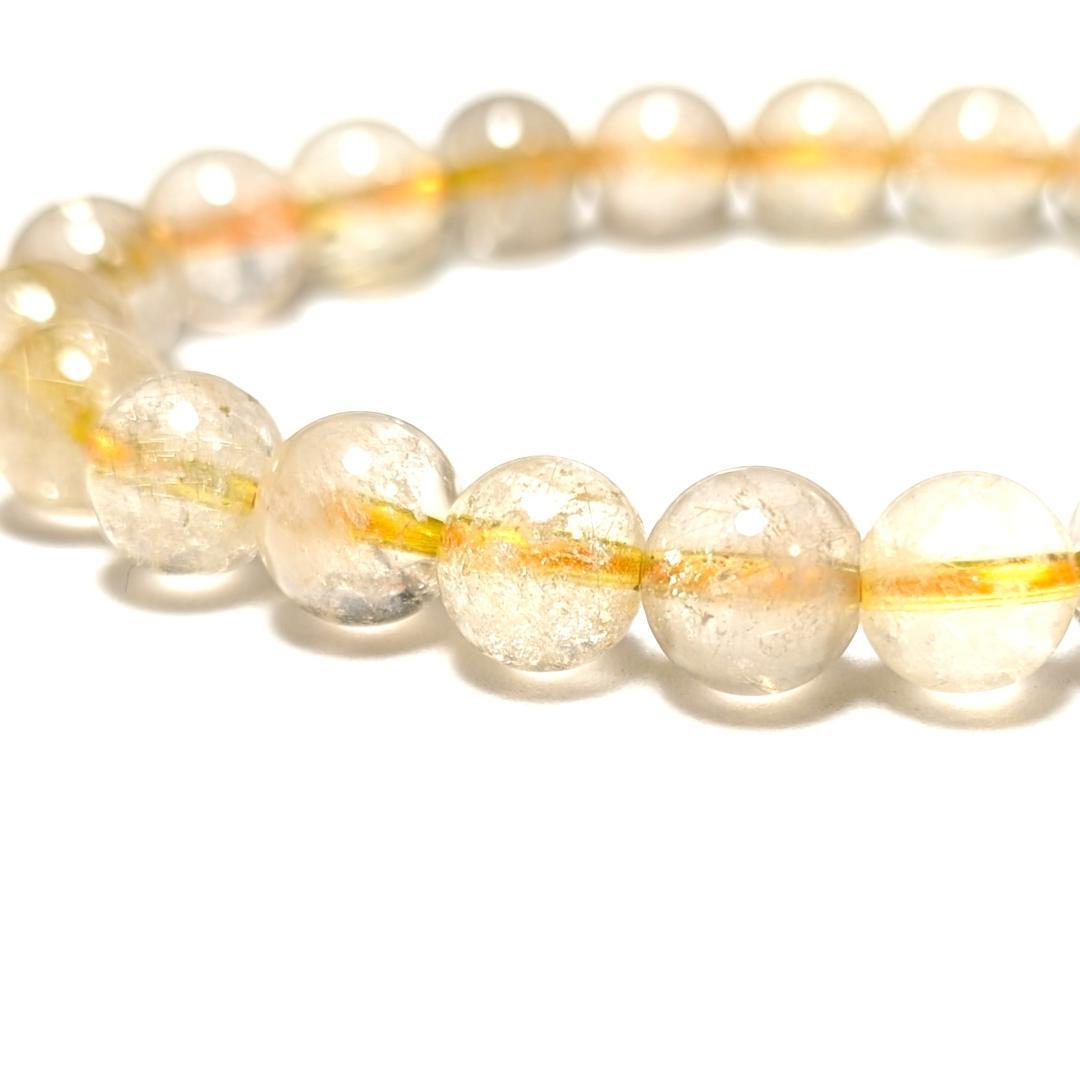 一点物 お試し価格 ゴールドルチルブレスレット 8ミリ 最強水晶天然石 金運石