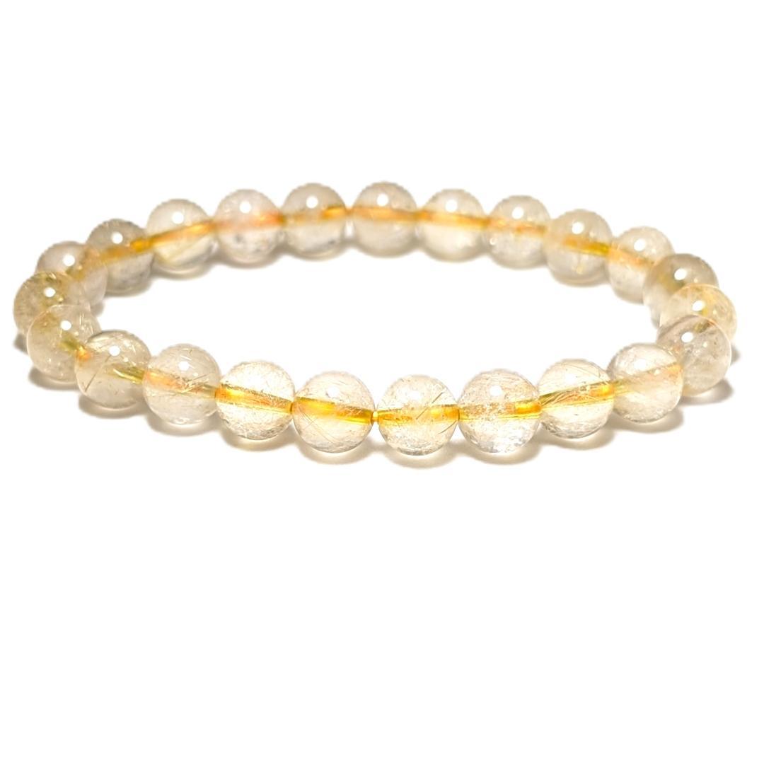 一点物 お試し価格 ゴールドルチルブレスレット 8ミリ 最強水晶天然石 金運石