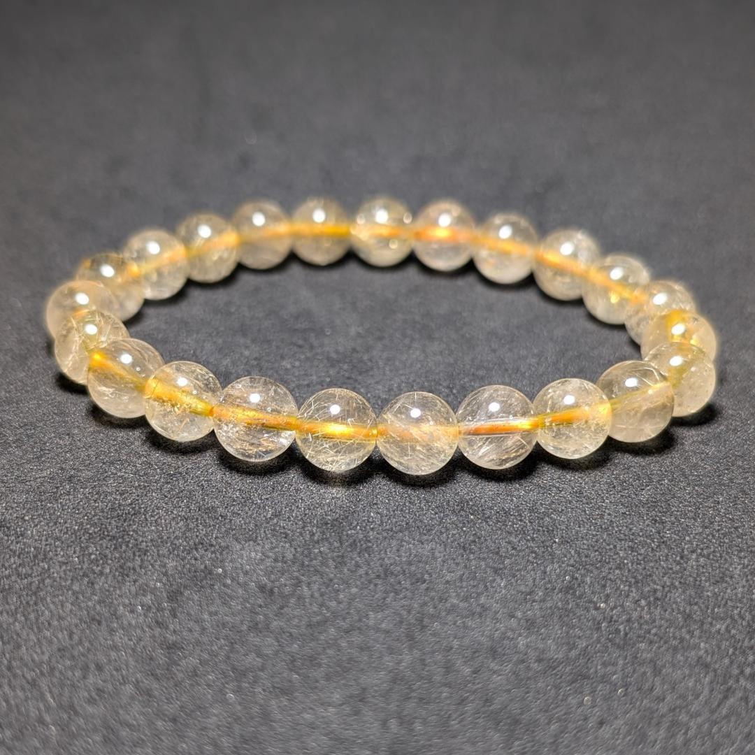 一点物 お試し価格 ゴールドルチルブレスレット 8ミリ 最強水晶天然石 金運石