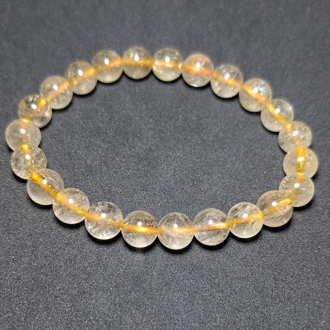 一点物 お試し価格 ゴールドルチルブレスレット 8ミリ 最強水晶天然石 金運石