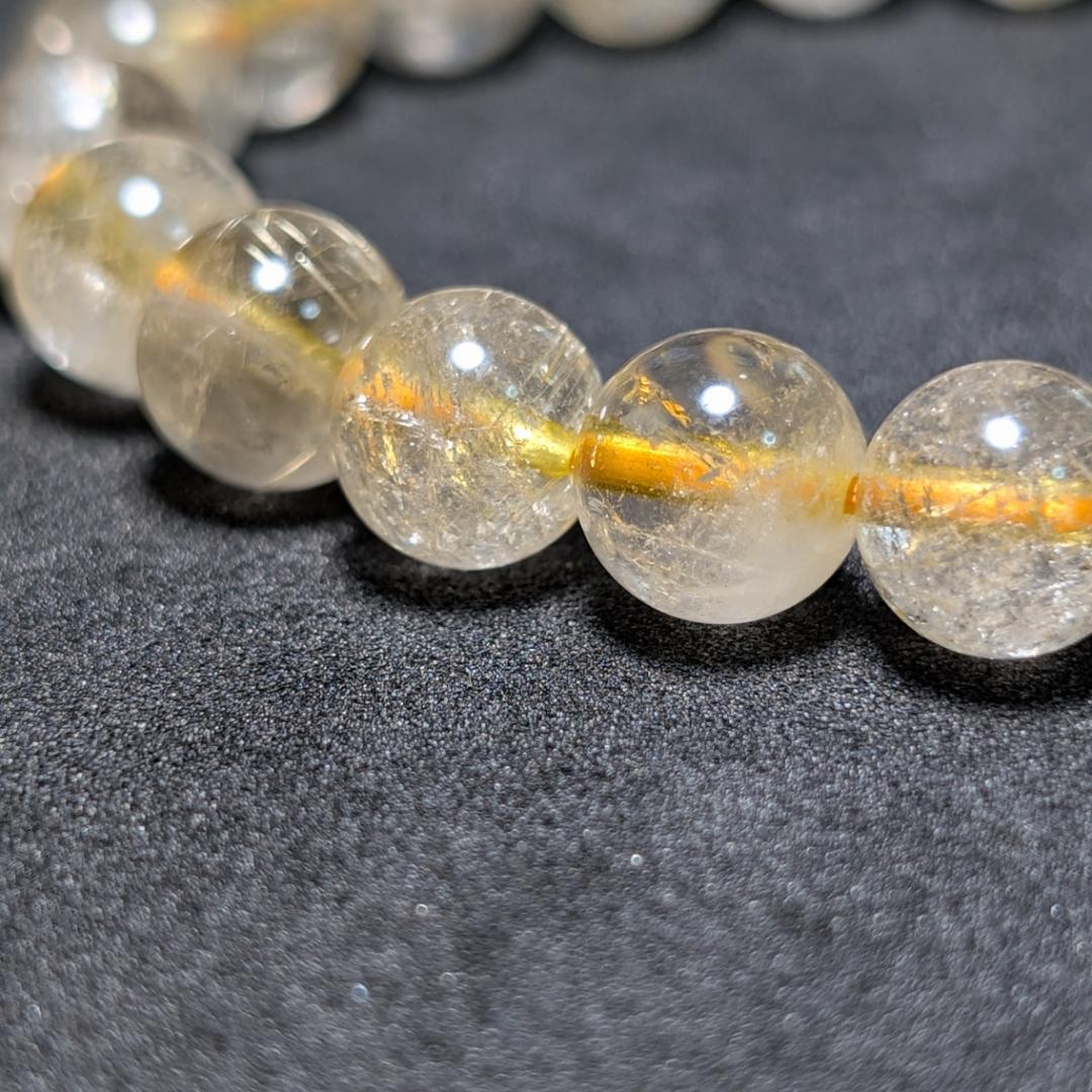 一点物 お試し価格 ゴールドルチルブレスレット 8ミリ 最強水晶天然石 金運石