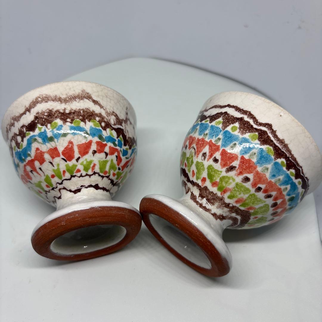 南島焼 奈美ロリマーさん カップ&ソーサー　足付きワイングラス✖️2 やちむん