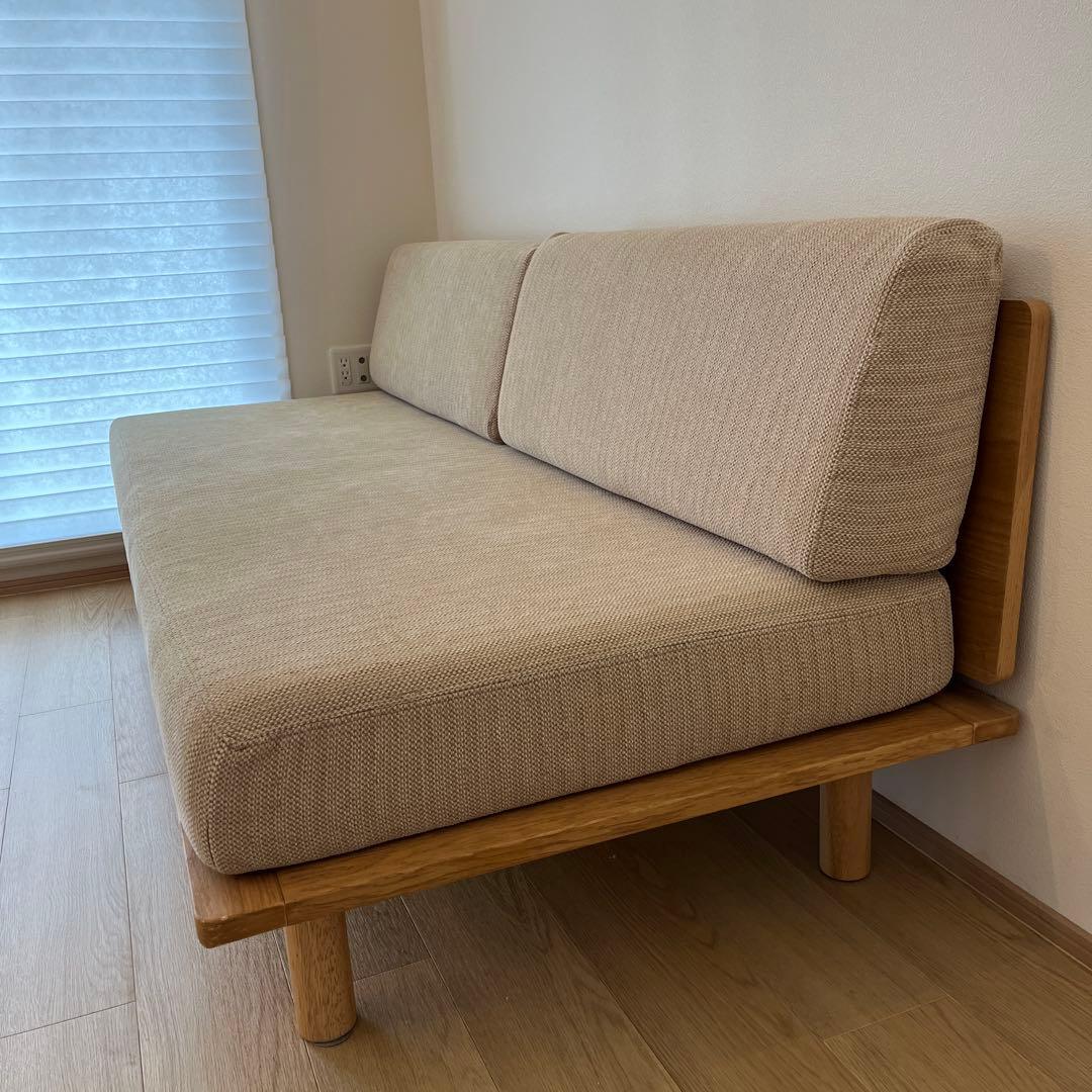 (送料込)無印良品 【廃盤】ソファベッド ベージュ オーク