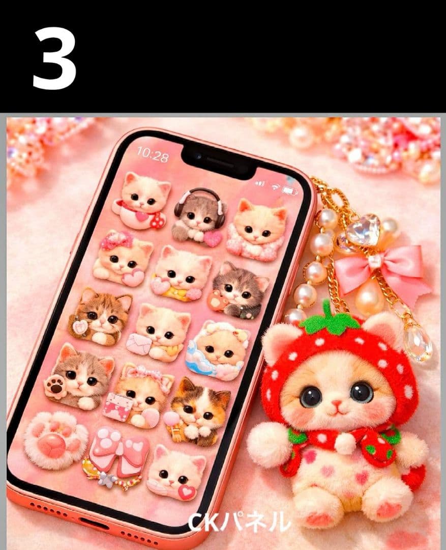 オーダーページ　ハンカチ　534 スマホねこちゃん柄　ハンドメイド2/21