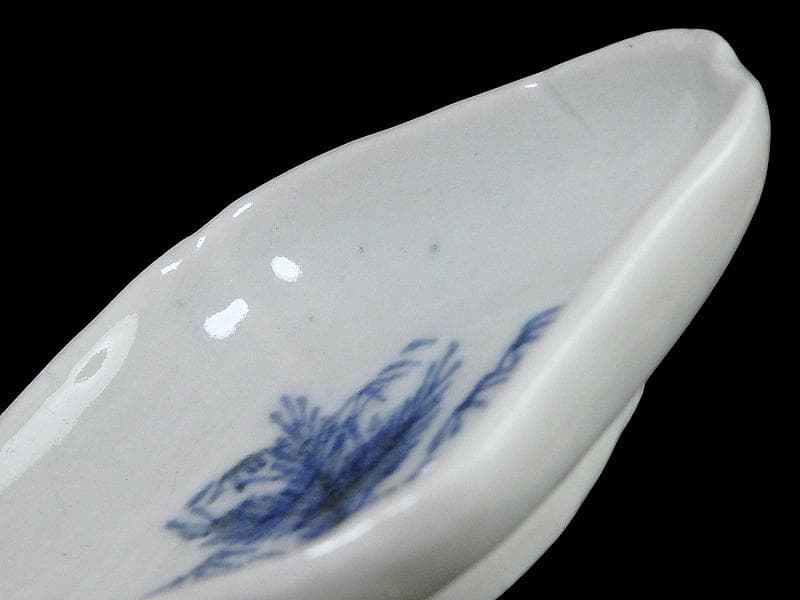 古伊万里　染付　若松に笹の図　菱形変形皿　豆皿　江戸期　E496AS-CUi