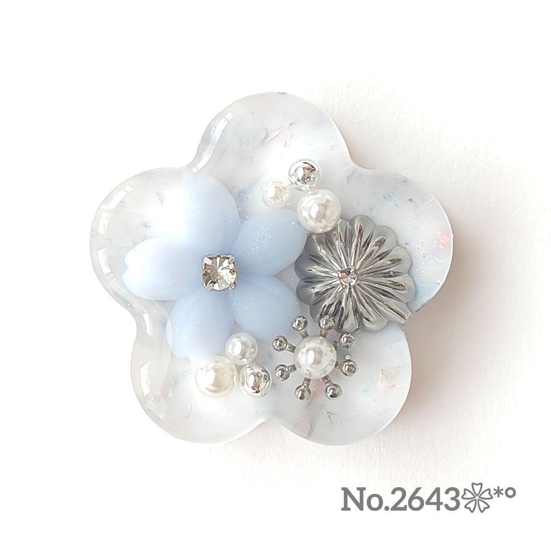 《No.2643❀》ハンドメイド　レジンヘアゴム　桜　ブルー　リバティ　フラワー