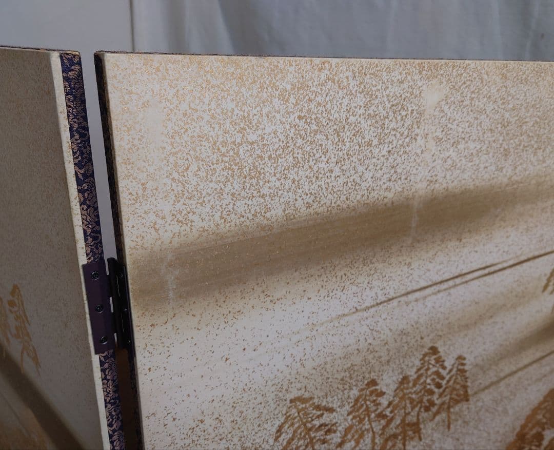 ２連襖画　２連屏風襖山水画折り畳み式衝立　訳アリ価格　山水パーテーション１台限定