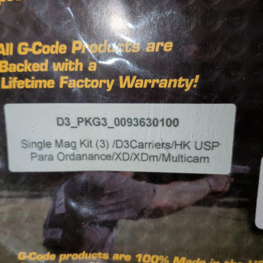 G-Code カイデックスシングルマグキャリア　USP XDm　3個セット　実物
