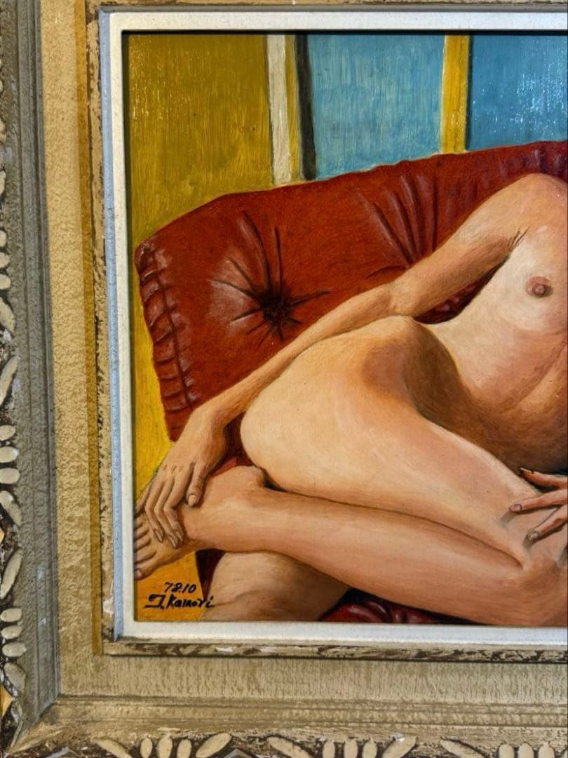 肉筆油彩画　【裸婦】　直筆サインあり　年代物