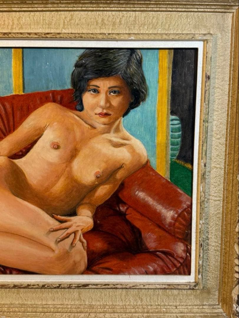 肉筆油彩画　【裸婦】　直筆サインあり　年代物