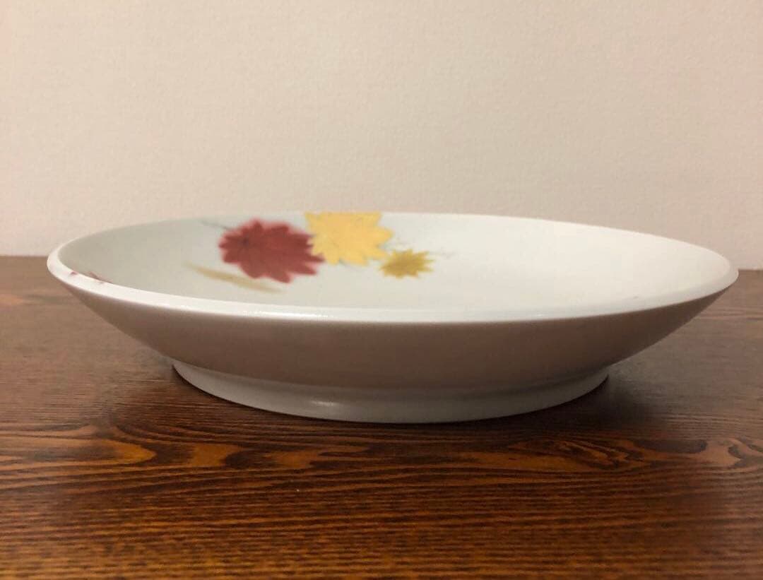 橋詰正英 作「彩絵紅葉」大皿 金彩 径27cm 師：人間国宝 藤本能道