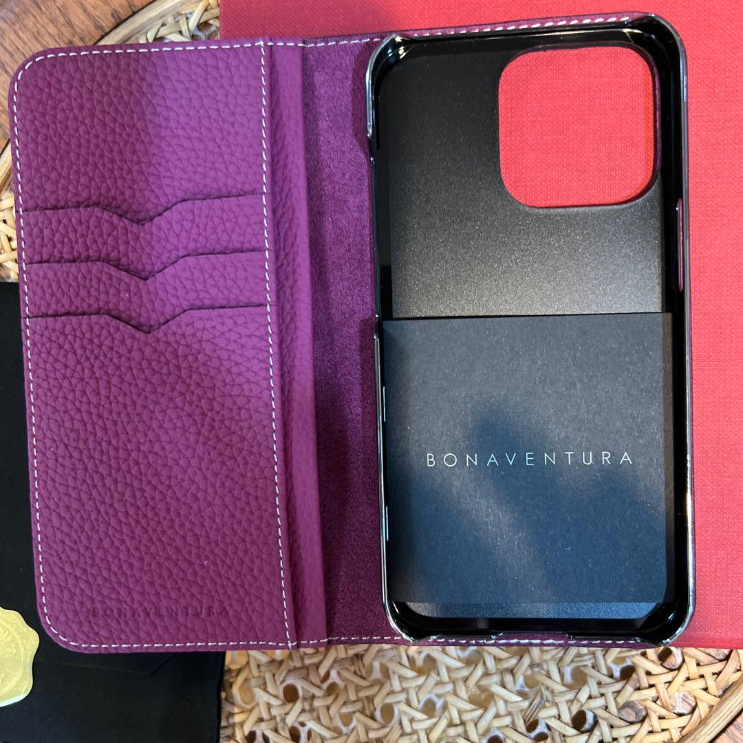 BONAVENTURA iPhone13proパープル手帳型ケース