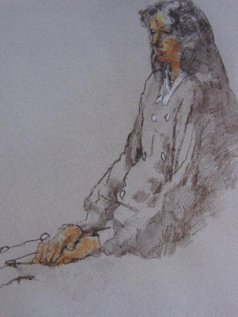 小磯良平、【少女像】、希少な限定額装用画集画、新品高級額 額装付