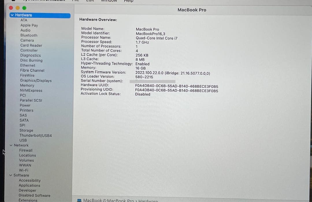 『美品』 MacBook Pro 2020 i7チップ充電回数37回容量 99%