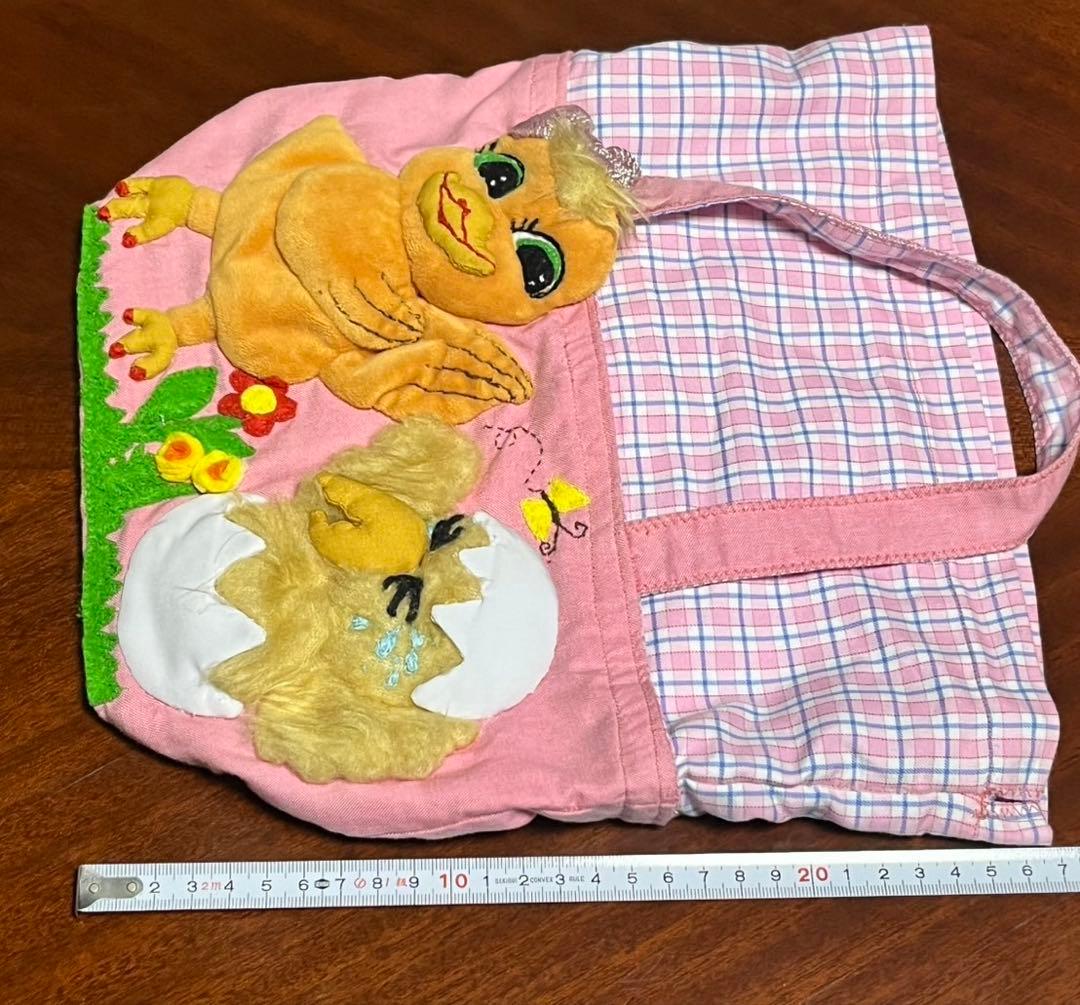 【ハンドメイド】アヒルとひよこの刺繍トートバッグ