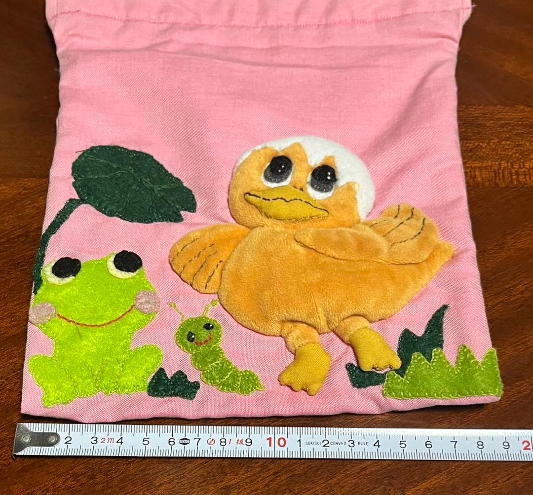 【ハンドメイド】アヒルとひよこの刺繍トートバッグ