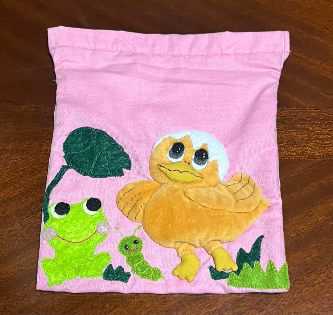【ハンドメイド】アヒルとひよこの刺繍トートバッグ