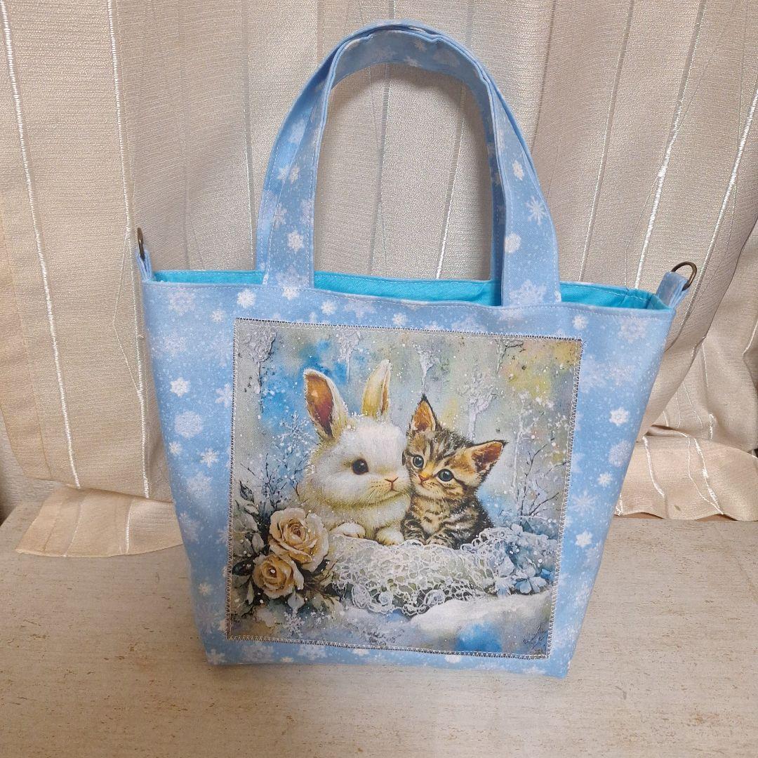 激レア女の子パネル生地　ハンドメイド　まちなしバッグ　ミニバック　布バスケット