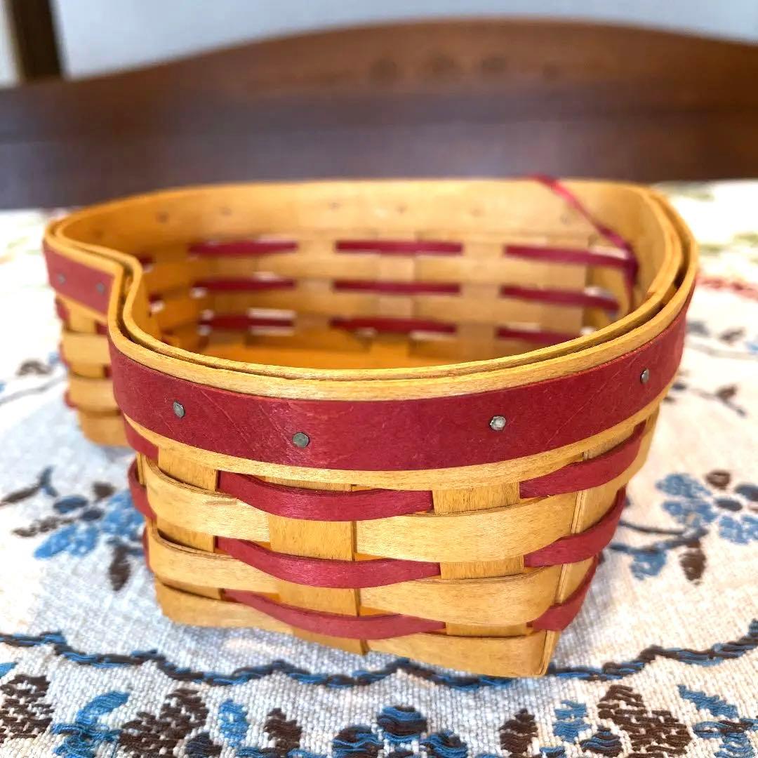 ロンガバーガーバスケット　アンティーク　ハート型　かご