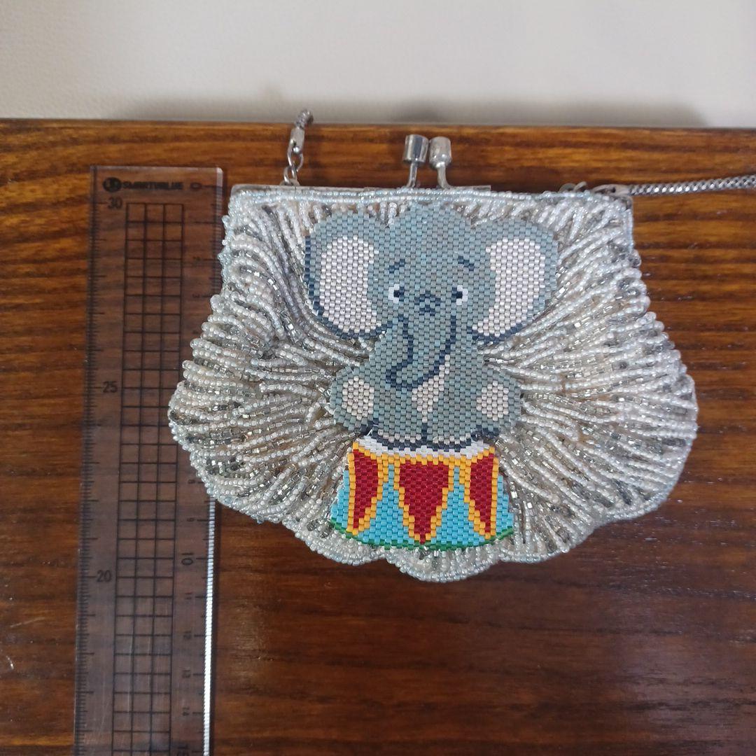 ビーズ　がま口　ヴィンテージ　ビーズ織り　ビーズ刺繍