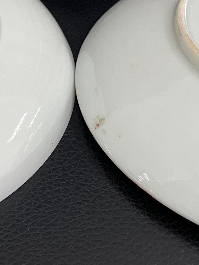 希少　レア　陶芸　年代物　赤絵皿　菊花　銘々皿　骨董品　金継ぎ用　手描き　4枚
