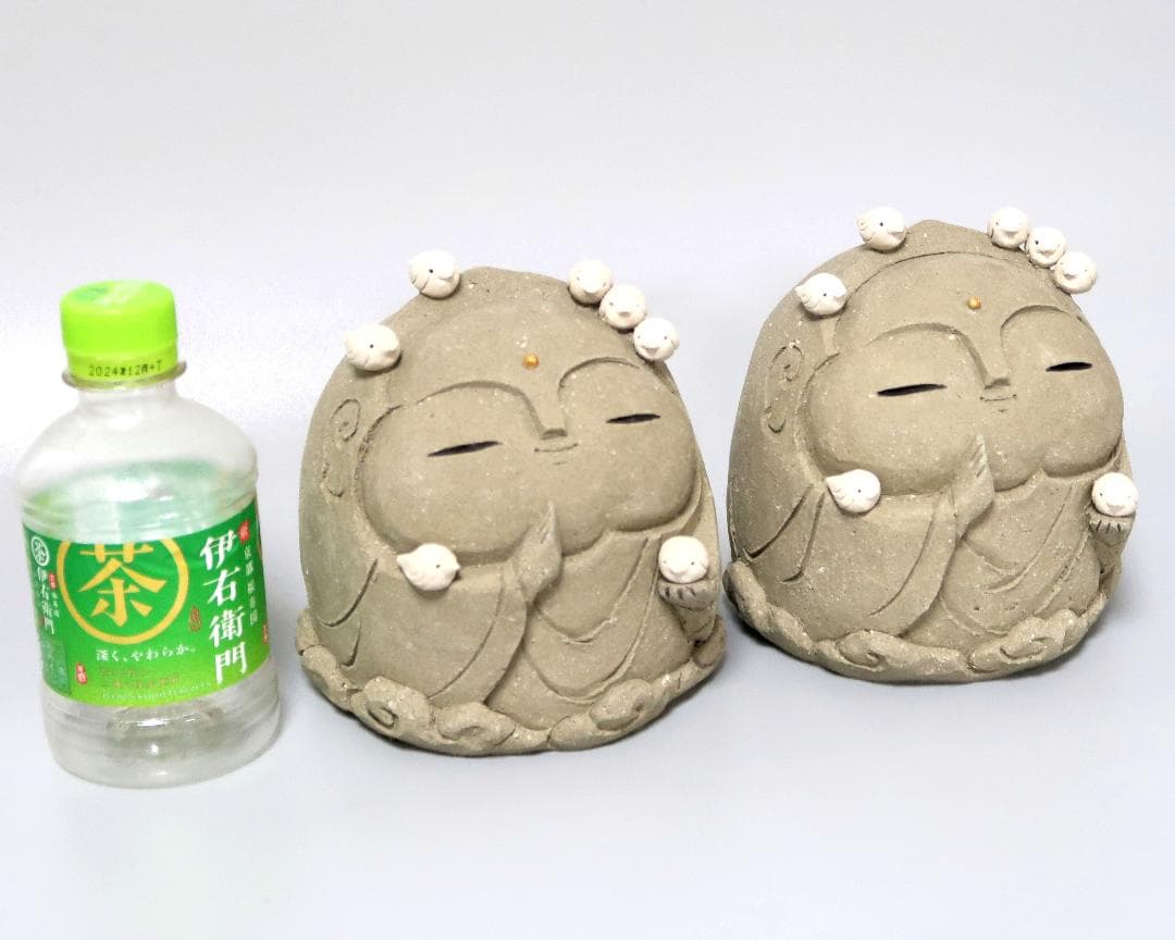 【陶器のお地蔵さま 2体】 お地蔵様 地蔵 陶器 陶製 置物 フィギュア 人形